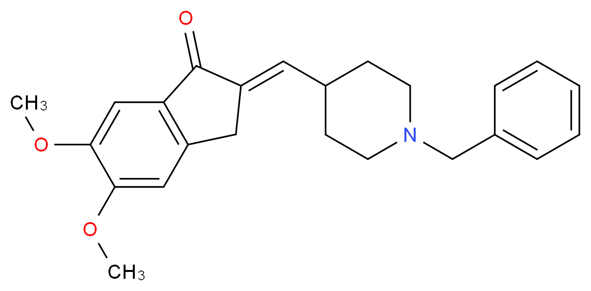 (2E)-2-[(1-benzylpiperidin-4-yl)methylidene]-5,6-dimethoxy-2,3-dihydro-1H-inden-1-one_分子结构_CAS_120014-07-5