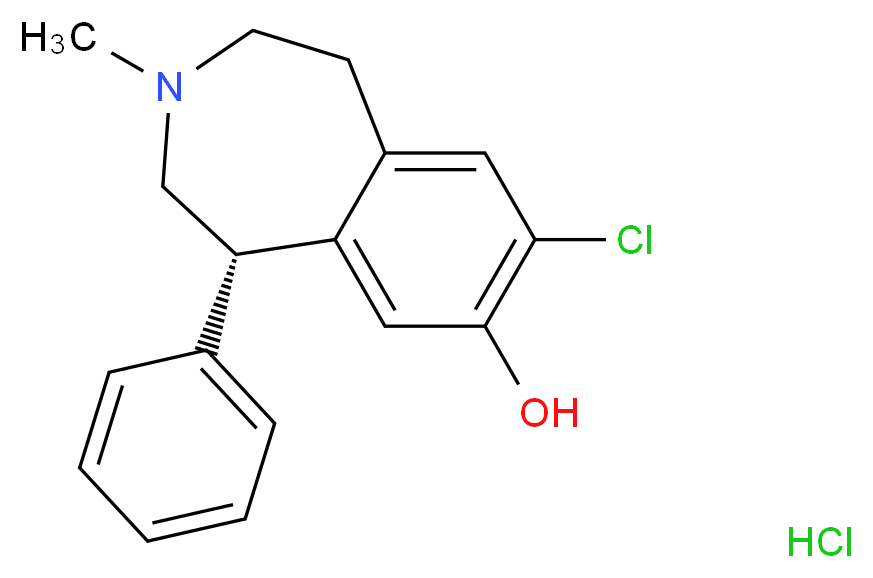 (5S)-8-chloro-3-methyl-5-phenyl-2,3,4,5-tetrahydro-1H-3-benzazepin-7-ol hydrochloride_分子结构_CAS_73445-63-3