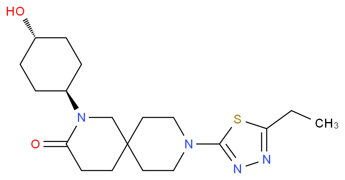 9-(5-ethyl-1,3,4-thiadiazol-2-yl)-2-(trans-4-hydroxycyclohexyl)-2,9-diazaspiro[5.5]undecan-3-one_分子结构_CAS_)