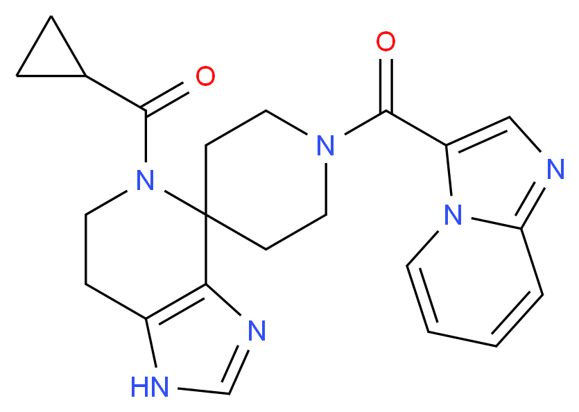 5-(cyclopropylcarbonyl)-1'-(imidazo[1,2-a]pyridin-3-ylcarbonyl)-1,5,6,7-tetrahydrospiro[imidazo[4,5-c]pyridine-4,4'-piperidine]_分子结构_CAS_)