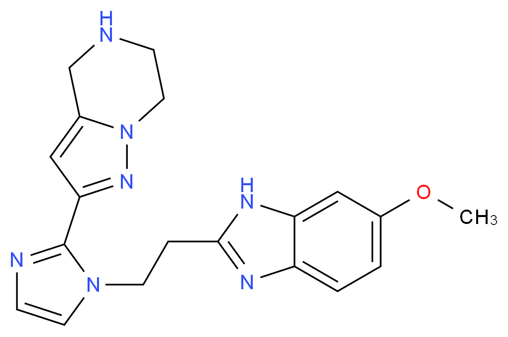 2-{1-[2-(6-methoxy-1H-benzimidazol-2-yl)ethyl]-1H-imidazol-2-yl}-4,5,6,7-tetrahydropyrazolo[1,5-a]pyrazine_分子结构_CAS_)