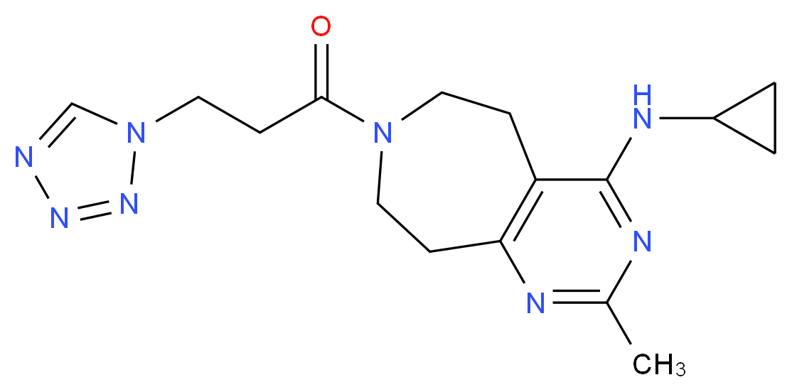 N-cyclopropyl-2-methyl-7-[3-(1H-tetrazol-1-yl)propanoyl]-6,7,8,9-tetrahydro-5H-pyrimido[4,5-d]azepin-4-amine_分子结构_CAS_)