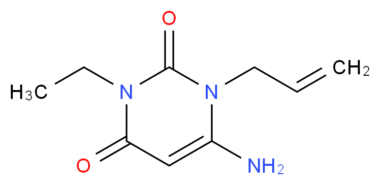 6-amino-3-ethyl-1-(prop-2-en-1-yl)-1,2,3,4-tetrahydropyrimidine-2,4-dione_分子结构_CAS_642-44-4