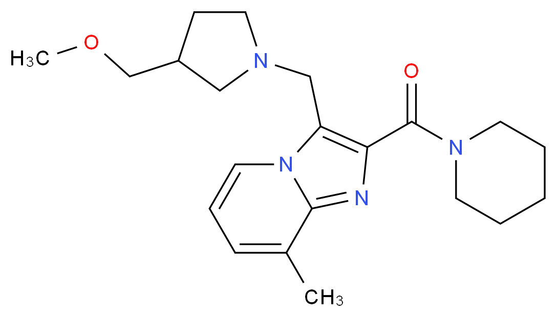 3-{[3-(methoxymethyl)-1-pyrrolidinyl]methyl}-8-methyl-2-(1-piperidinylcarbonyl)imidazo[1,2-a]pyridine_分子结构_CAS_)