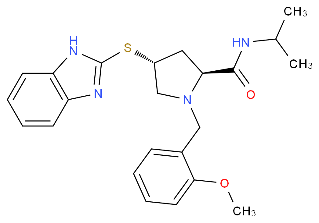 (4R)-4-(1H-benzimidazol-2-ylthio)-N-isopropyl-1-(2-methoxybenzyl)-L-prolinamide_分子结构_CAS_)