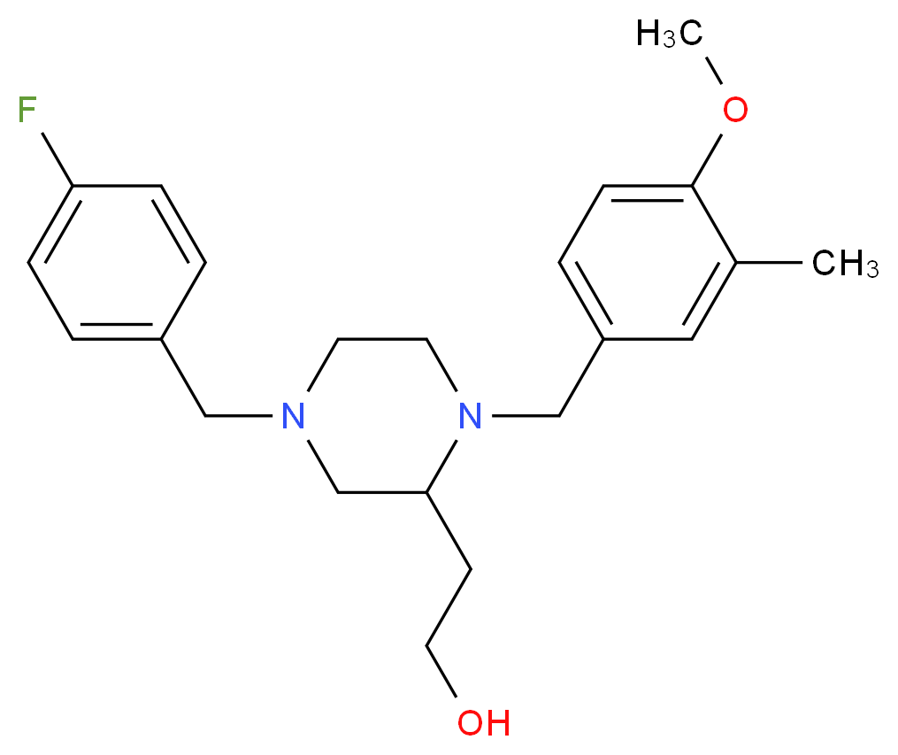 2-[4-(4-fluorobenzyl)-1-(4-methoxy-3-methylbenzyl)-2-piperazinyl]ethanol_分子结构_CAS_)