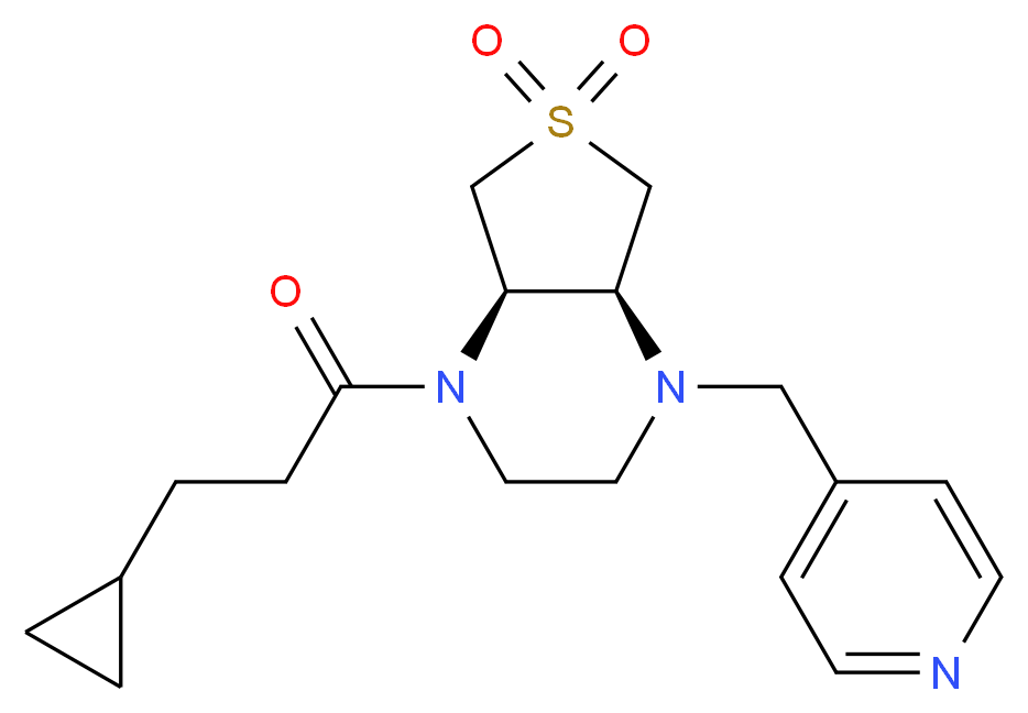 (4aS*,7aR*)-1-(3-cyclopropylpropanoyl)-4-(4-pyridinylmethyl)octahydrothieno[3,4-b]pyrazine 6,6-dioxide_分子结构_CAS_)