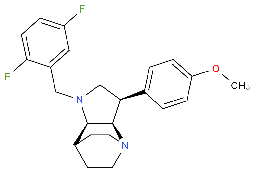 (3R*,3aR*,7aR*)-1-(2,5-difluorobenzyl)-3-(4-methoxyphenyl)octahydro-4,7-ethanopyrrolo[3,2-b]pyridine_分子结构_CAS_)