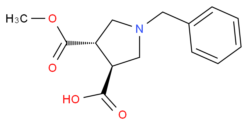 rel-(3R,4R)-1-benzyl-4-(methoxycarbonyl)pyrrolidine-3-carboxylic acid_分子结构_CAS_111051-17-3