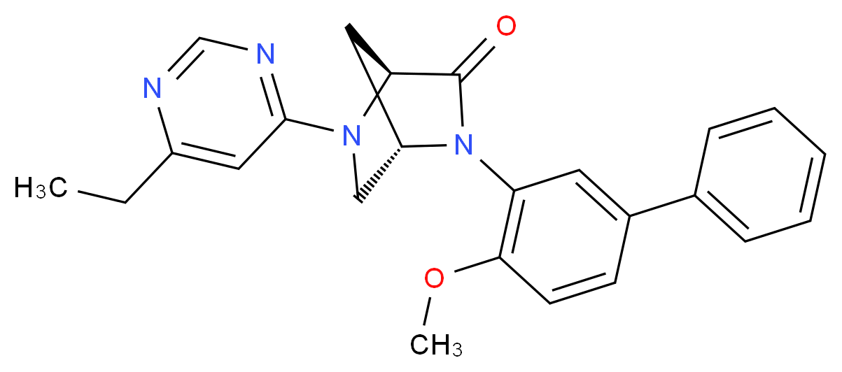 (1S*,4S*)-5-(6-ethyl-4-pyrimidinyl)-2-(4-methoxy-3-biphenylyl)-2,5-diazabicyclo[2.2.1]heptan-3-one_分子结构_CAS_)