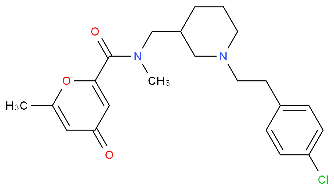N-({1-[2-(4-chlorophenyl)ethyl]piperidin-3-yl}methyl)-N,6-dimethyl-4-oxo-4H-pyran-2-carboxamide_分子结构_CAS_)