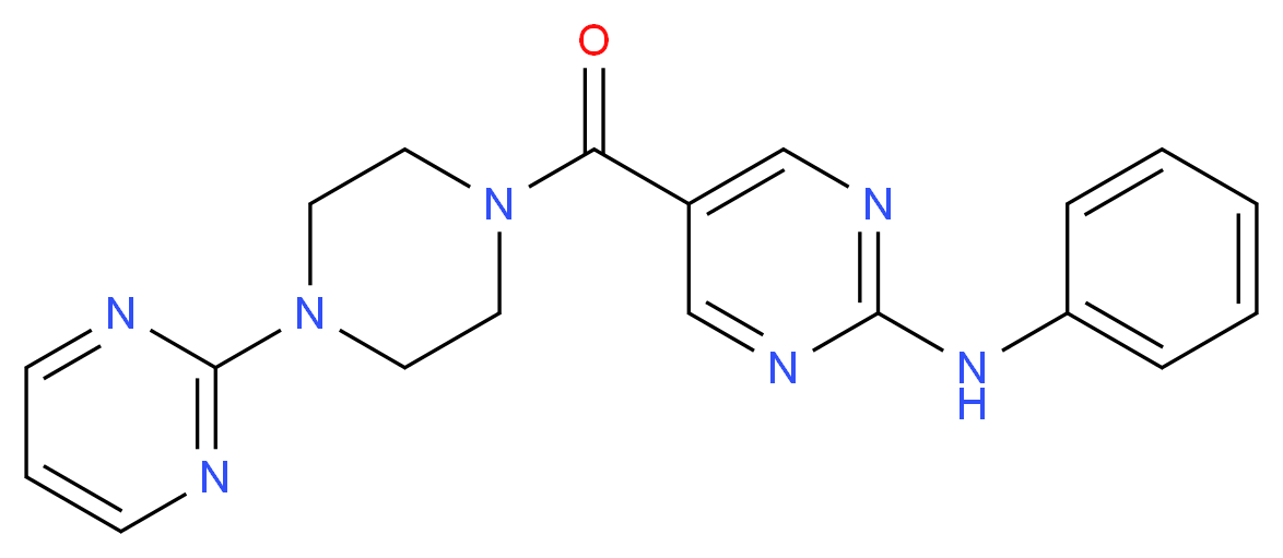 N-phenyl-5-[(4-pyrimidin-2-ylpiperazin-1-yl)carbonyl]pyrimidin-2-amine_分子结构_CAS_)