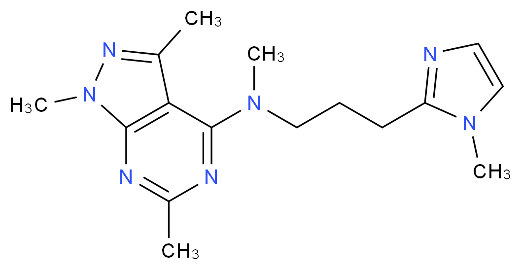 N,1,3,6-tetramethyl-N-[3-(1-methyl-1H-imidazol-2-yl)propyl]-1H-pyrazolo[3,4-d]pyrimidin-4-amine_分子结构_CAS_)