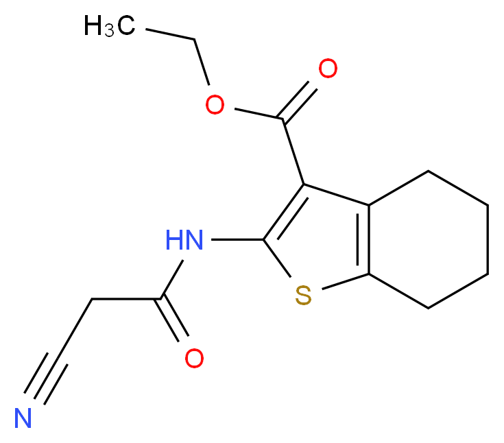 Ethyl 2-[(cyanoacetyl)amino]-4,5,6,7-tetrahydro-1-benzothiophene-3-carboxylate_分子结构_CAS_)