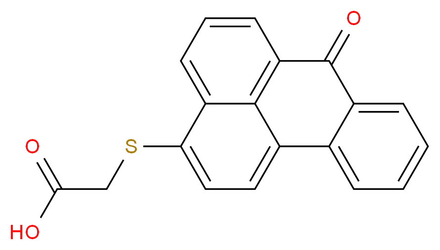 2-({8-oxotetracyclo[7.7.1.0<sup>2</sup>,<sup>7</sup>.0<sup>1</sup><sup>3</sup>,<sup>1</sup><sup>7</sup>]heptadeca-1(17),2,4,6,9,11,13,15-octaen-14-yl}sulfanyl)acetic acid_分子结构_CAS_69658-13-5