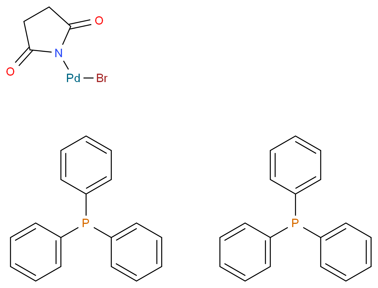 bromo(2,5-dioxopyrrolidin-1-yl)palladium; bis(triphenylphosphane)_分子结构_CAS_251567-28-9