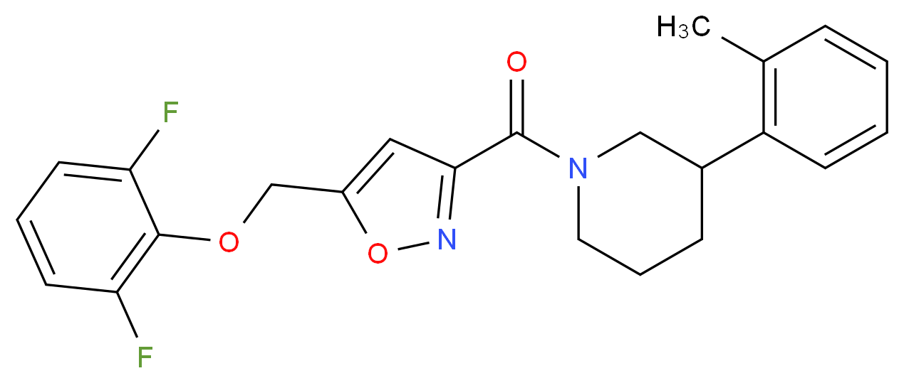 1-({5-[(2,6-difluorophenoxy)methyl]-3-isoxazolyl}carbonyl)-3-(2-methylphenyl)piperidine_分子结构_CAS_)