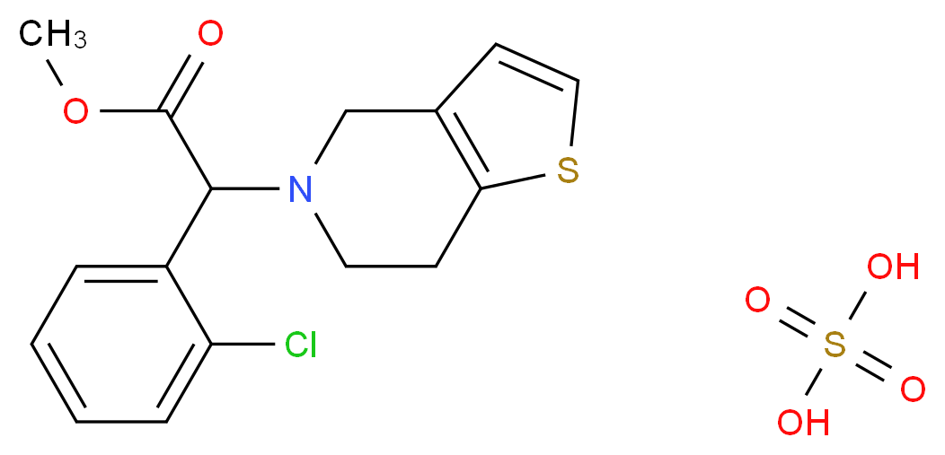 sulfuric acid methyl 2-(2-chlorophenyl)-2-{4H,5H,6H,7H-thieno[3,2-c]pyridin-5-yl}acetate_分子结构_CAS_135046-48-9