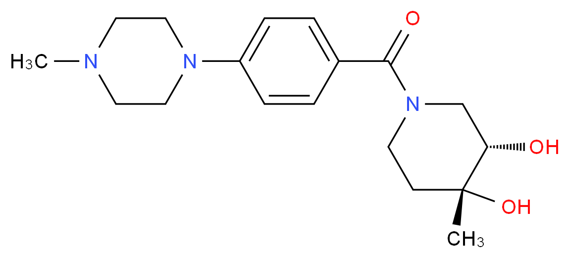 (3S*,4R*)-4-methyl-1-[4-(4-methylpiperazin-1-yl)benzoyl]piperidine-3,4-diol_分子结构_CAS_)