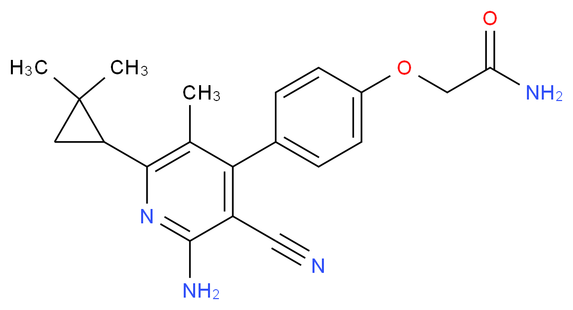 2-{4-[2-amino-3-cyano-6-(2,2-dimethylcyclopropyl)-5-methylpyridin-4-yl]phenoxy}acetamide_分子结构_CAS_)