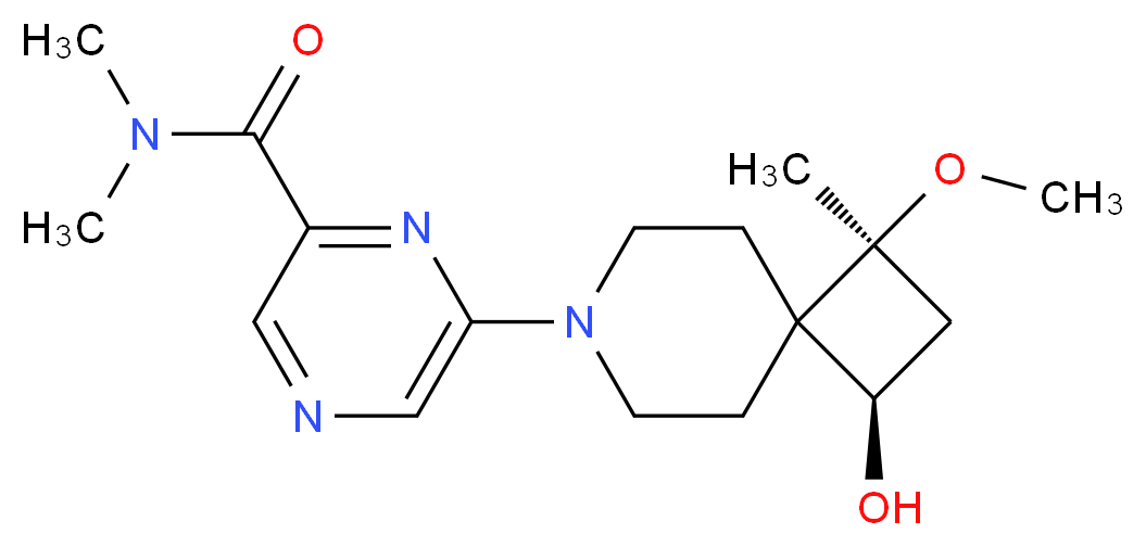 6-[(1S*,3R*)-3-hydroxy-1-methoxy-1-methyl-7-azaspiro[3.5]non-7-yl]-N,N-dimethyl-2-pyrazinecarboxamide_分子结构_CAS_)