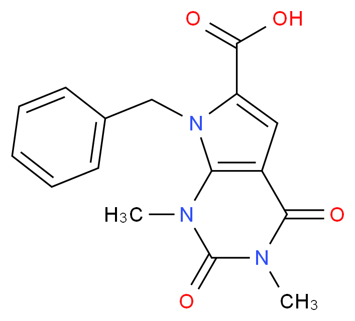 7-苄基-1,3-二甲基-2,4-二羰基-2,3,4,7-四氢-1H-吡咯并[2,3-d]嘧啶-6-羧酸_分子结构_CAS_1086386-28-8)