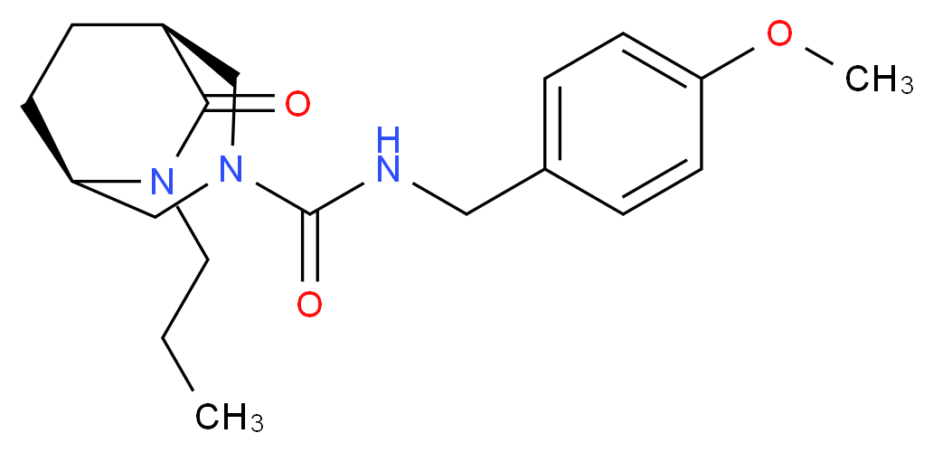 (1S*,5R*)-N-(4-methoxybenzyl)-7-oxo-6-propyl-3,6-diazabicyclo[3.2.2]nonane-3-carboxamide_分子结构_CAS_)