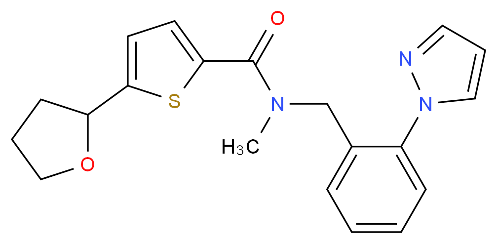 N-methyl-N-[2-(1H-pyrazol-1-yl)benzyl]-5-(tetrahydro-2-furanyl)-2-thiophenecarboxamide_分子结构_CAS_)