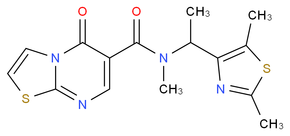 N-[1-(2,5-dimethyl-1,3-thiazol-4-yl)ethyl]-N-methyl-5-oxo-5H-[1,3]thiazolo[3,2-a]pyrimidine-6-carboxamide_分子结构_CAS_)