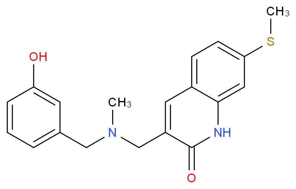 3-{[(3-hydroxybenzyl)(methyl)amino]methyl}-7-(methylthio)quinolin-2(1H)-one_分子结构_CAS_)