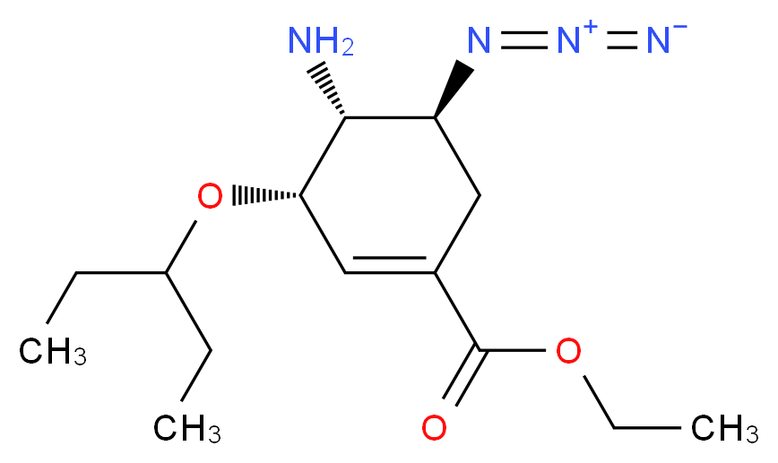 ethyl (3S,4R,5S)-4-amino-5-azido-3-(pentan-3-yloxy)cyclohex-1-ene-1-carboxylate_分子结构_CAS_204255-04-9