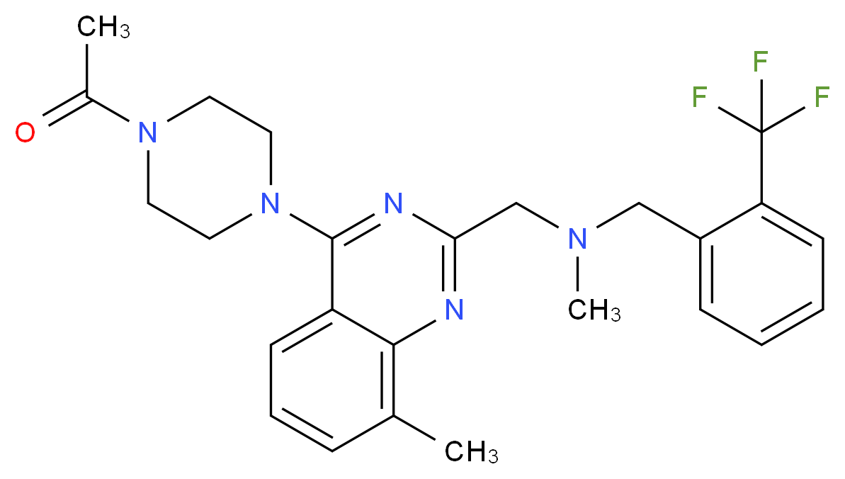 1-[4-(4-acetyl-1-piperazinyl)-8-methyl-2-quinazolinyl]-N-methyl-N-[2-(trifluoromethyl)benzyl]methanamine_分子结构_CAS_)