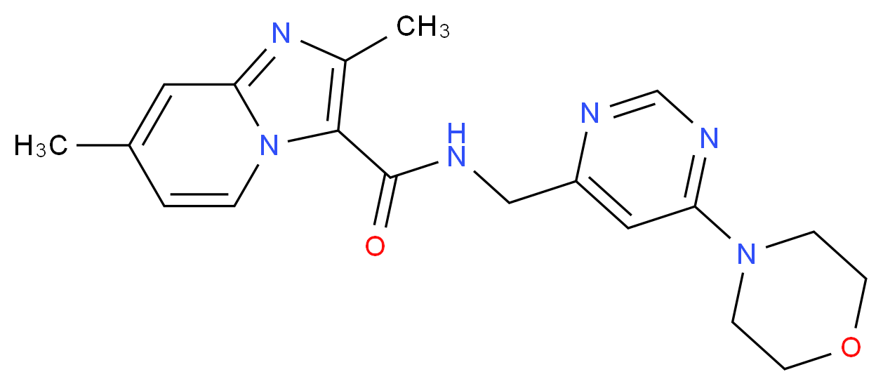 2,7-dimethyl-N-{[6-(4-morpholinyl)-4-pyrimidinyl]methyl}imidazo[1,2-a]pyridine-3-carboxamide_分子结构_CAS_)