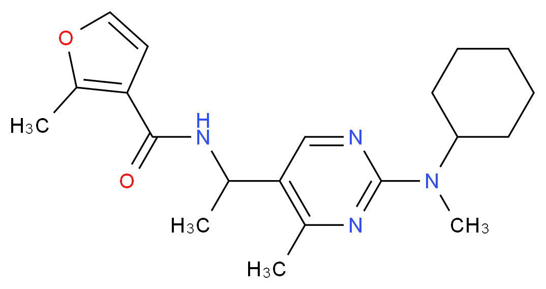 N-(1-{2-[cyclohexyl(methyl)amino]-4-methyl-5-pyrimidinyl}ethyl)-2-methyl-3-furamide_分子结构_CAS_)