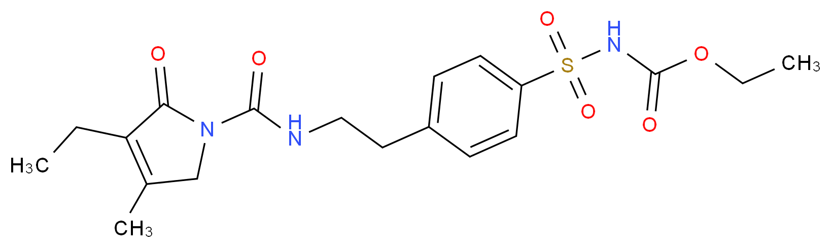 ethyl N-(4-{2-[(3-ethyl-4-methyl-2-oxo-2,5-dihydro-1H-pyrrole-1-carbonyl)amino]ethyl}benzenesulfonyl)carbamate_分子结构_CAS_318515-70-7