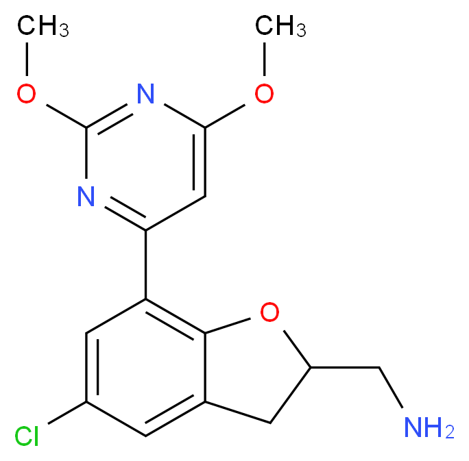 1-[5-chloro-7-(2,6-dimethoxypyrimidin-4-yl)-2,3-dihydro-1-benzofuran-2-yl]methanamine_分子结构_CAS_)