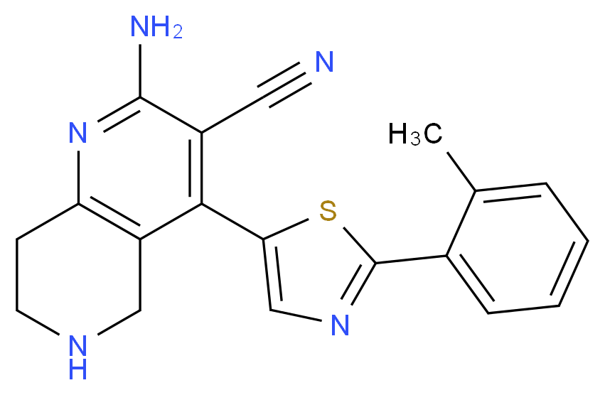 2-amino-4-[2-(2-methylphenyl)-1,3-thiazol-5-yl]-5,6,7,8-tetrahydro-1,6-naphthyridine-3-carbonitrile_分子结构_CAS_)