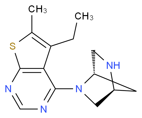 4-[(1S,4S)-2,5-diazabicyclo[2.2.1]hept-2-yl]-5-ethyl-6-methylthieno[2,3-d]pyrimidine_分子结构_CAS_)