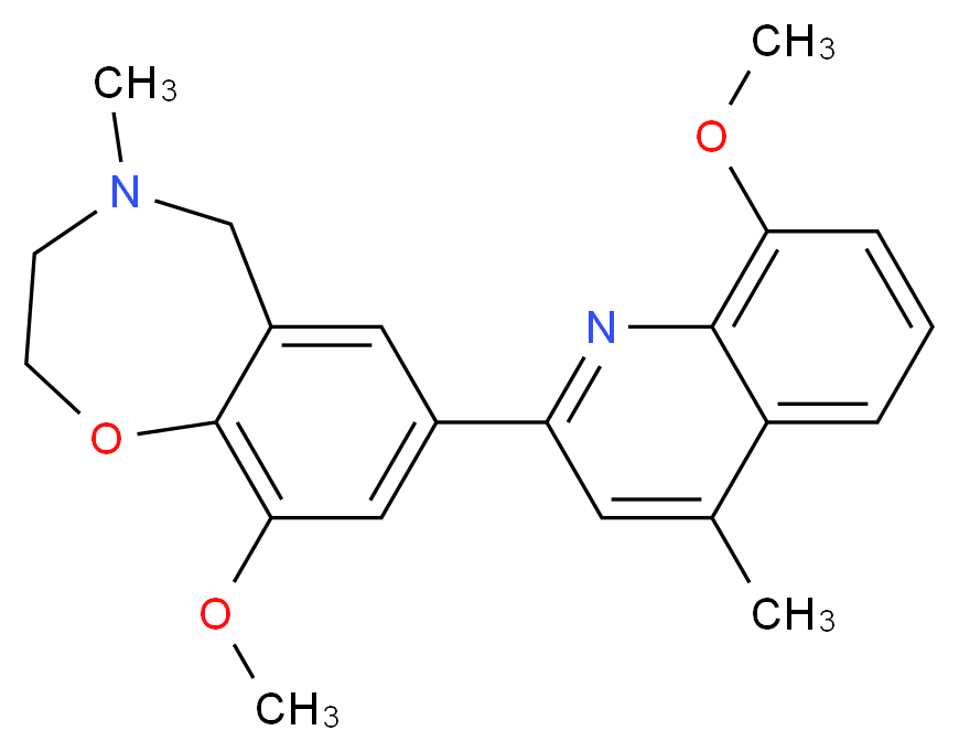 9-methoxy-7-(8-methoxy-4-methylquinolin-2-yl)-4-methyl-2,3,4,5-tetrahydro-1,4-benzoxazepine_分子结构_CAS_)
