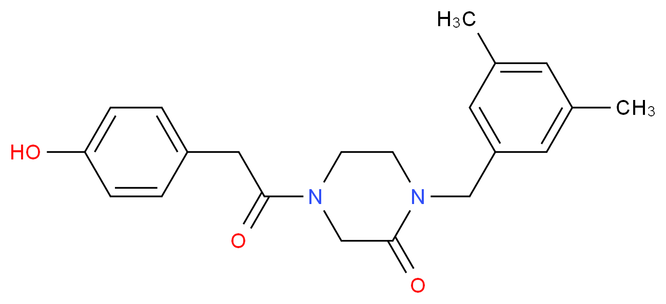 1-(3,5-dimethylbenzyl)-4-[(4-hydroxyphenyl)acetyl]-2-piperazinone_分子结构_CAS_)