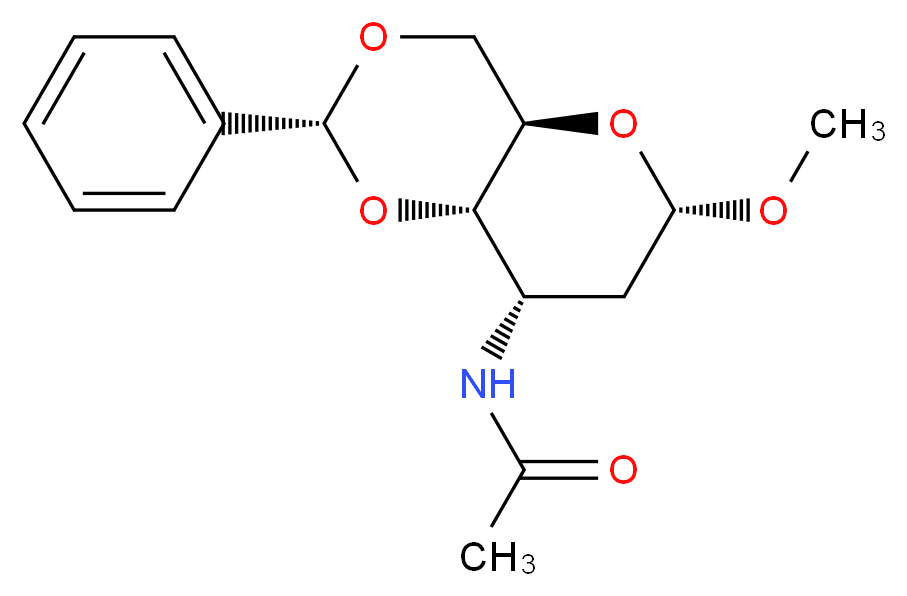 N-[(2R,4aR,6S,8S,8aS)-6-methoxy-2-phenyl-hexahydro-2H-pyrano[3,2-d][1,3]dioxin-8-yl]acetamide_分子结构_CAS_23819-31-0
