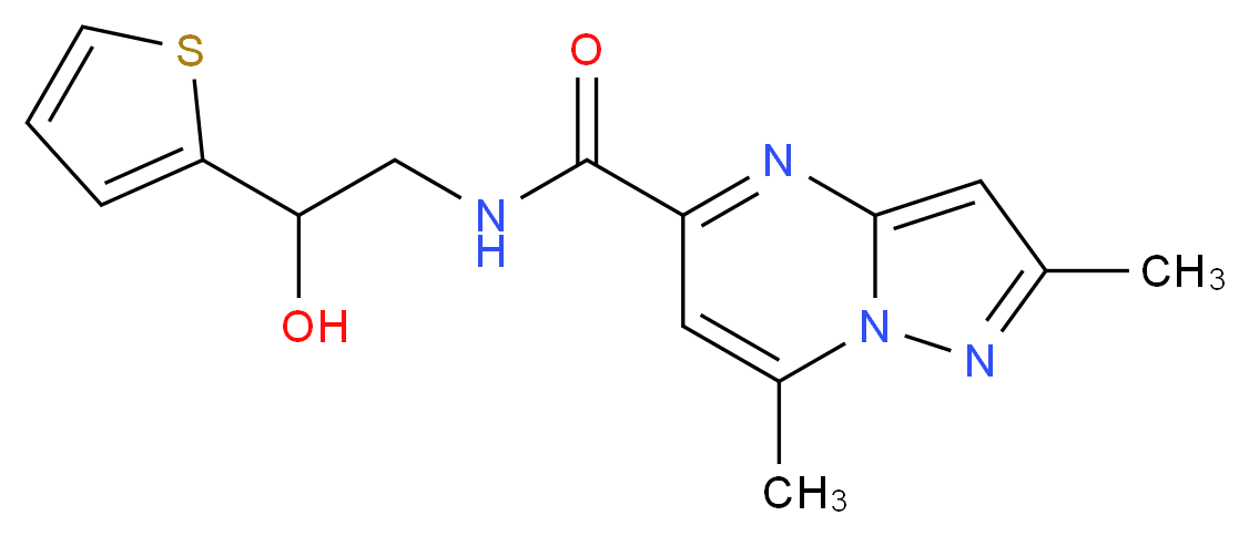 N-[2-hydroxy-2-(2-thienyl)ethyl]-2,7-dimethylpyrazolo[1,5-a]pyrimidine-5-carboxamide_分子结构_CAS_)