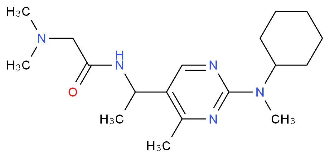N~1~-(1-{2-[cyclohexyl(methyl)amino]-4-methyl-5-pyrimidinyl}ethyl)-N~2~,N~2~-dimethylglycinamide_分子结构_CAS_)