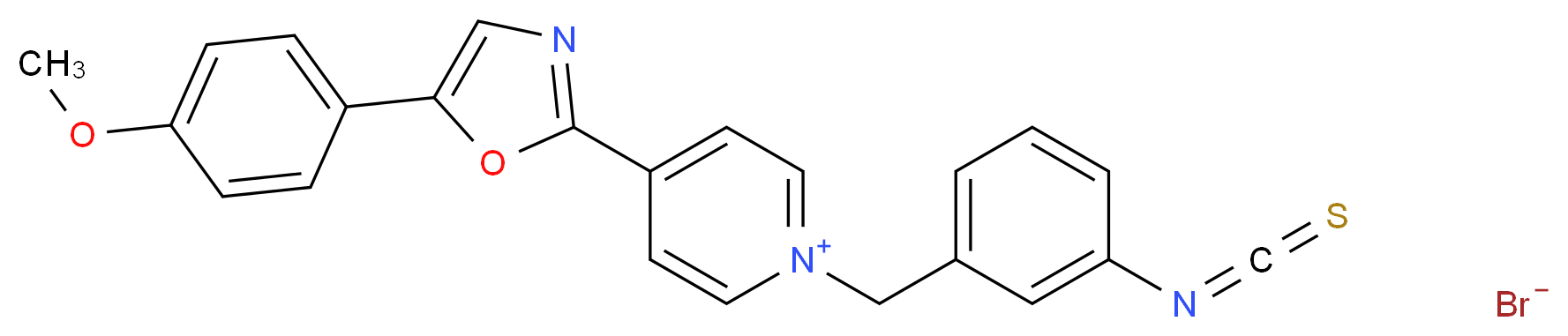 1-[(3-isothiocyanatophenyl)methyl]-4-[5-(4-methoxyphenyl)-1,3-oxazol-2-yl]pyridin-1-ium bromide_分子结构_CAS_155862-89-8