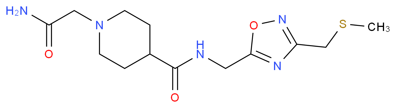 1-(2-amino-2-oxoethyl)-N-({3-[(methylthio)methyl]-1,2,4-oxadiazol-5-yl}methyl)-4-piperidinecarboxamide_分子结构_CAS_)
