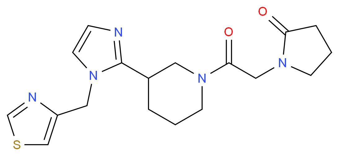 1-(2-oxo-2-{3-[1-(1,3-thiazol-4-ylmethyl)-1H-imidazol-2-yl]piperidin-1-yl}ethyl)pyrrolidin-2-one_分子结构_CAS_)