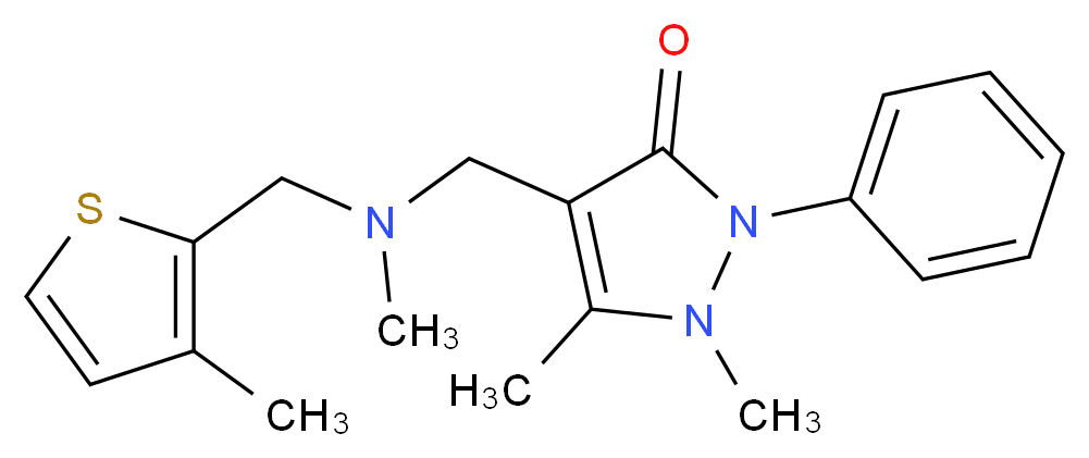 1,5-dimethyl-4-({methyl[(3-methyl-2-thienyl)methyl]amino}methyl)-2-phenyl-1,2-dihydro-3H-pyrazol-3-one_分子结构_CAS_)