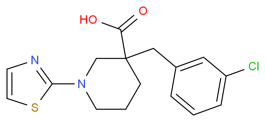 3-(3-chlorobenzyl)-1-(1,3-thiazol-2-yl)piperidine-3-carboxylic acid_分子结构_CAS_)