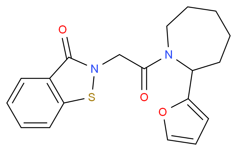2-{2-[2-(2-furyl)azepan-1-yl]-2-oxoethyl}-1,2-benzisothiazol-3(2H)-one_分子结构_CAS_)