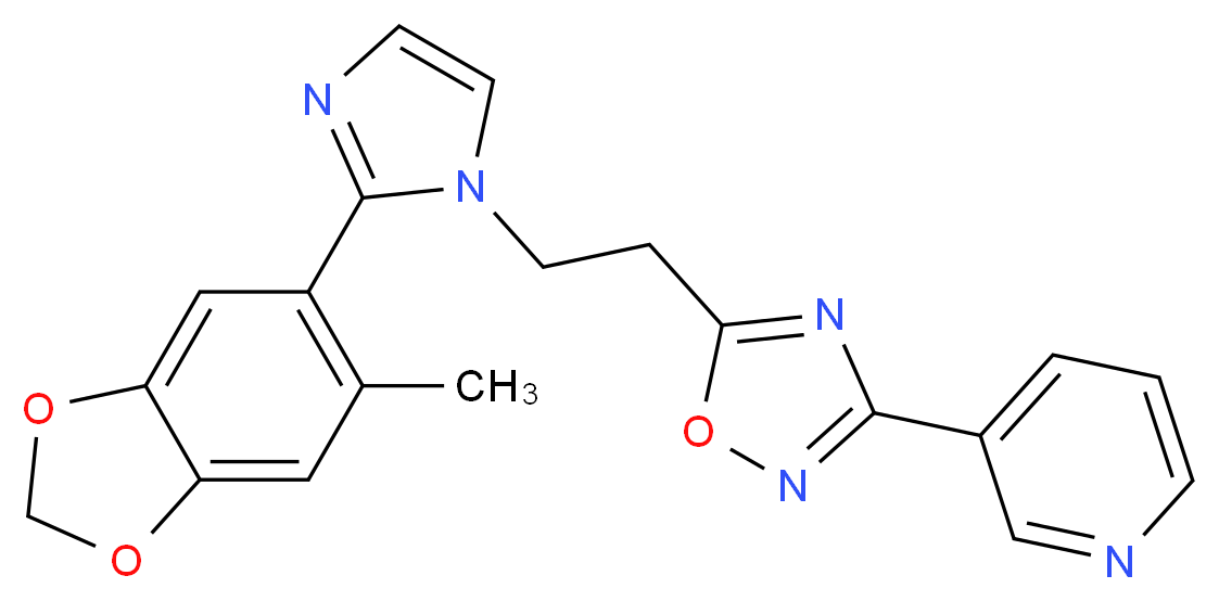 3-(5-{2-[2-(6-methyl-1,3-benzodioxol-5-yl)-1H-imidazol-1-yl]ethyl}-1,2,4-oxadiazol-3-yl)pyridine_分子结构_CAS_)